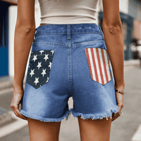 US Flag Distressed Denim Shorts Trandify deal