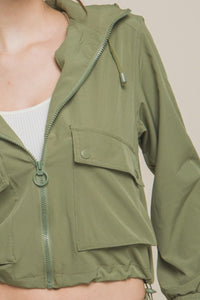 Love Tree Drawstring Hem Hooded Zip-Up Jacket Trandify deal