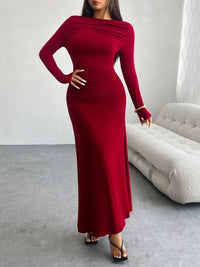 Devine Ruched Long Sleeve Maxi Dress Trandify Deal