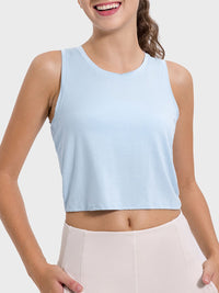 Millennia Drawstring Cutout Round Neck Active Tank Trandify deal