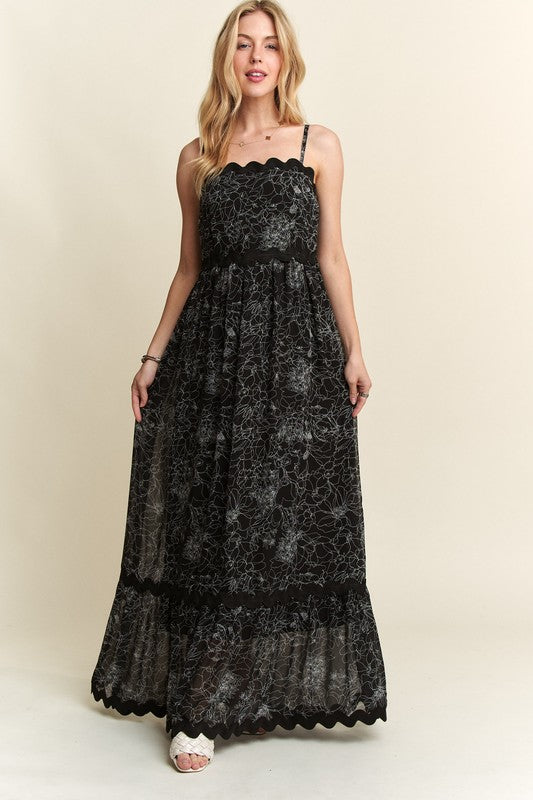 ADORA Floral Adjustable Strap Maxi Cami Dress Trandify Deal