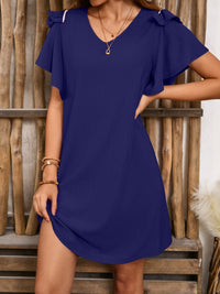 V-Neck Flutter Sleeve Mini Dress Trandify Deal