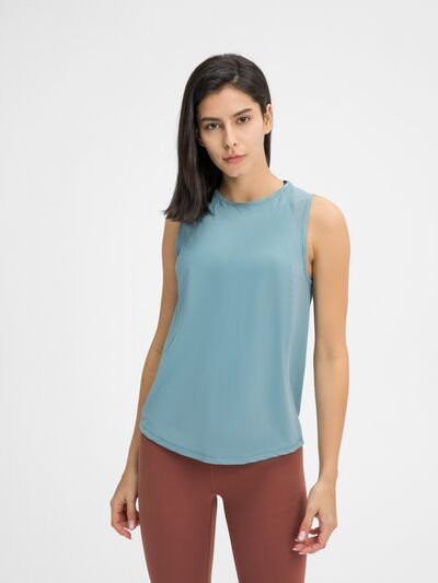 Women’s Cutout Back Active Tank Top – Cropped Yoga Tee for Workouts