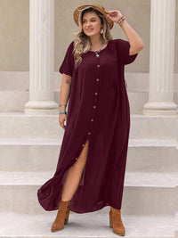 Plus Size Round Neck Half Sleeve Dress Trandify deal