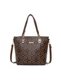 Women’s 6-Piece Geometric Pattern Bag Set – Crossbody, Tote & Clutch Combo