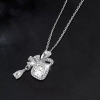 Moissanite Bowknot Pendant Necklace - Sterling Silver