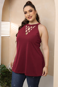 Plus Size Halter Neck Cutout Sleeveless Dress Trandify deal