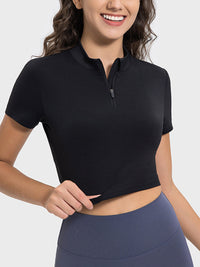 Millennia Quarter Zip Short Sleeve Active T-Shirt Trandify deal