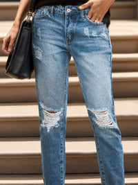 Distressed Raw Hem Jeans with Pockets Trandify deal