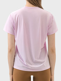 Millennia Slit Round Neck Short Sleeve Active T-Shirt Trandify deal