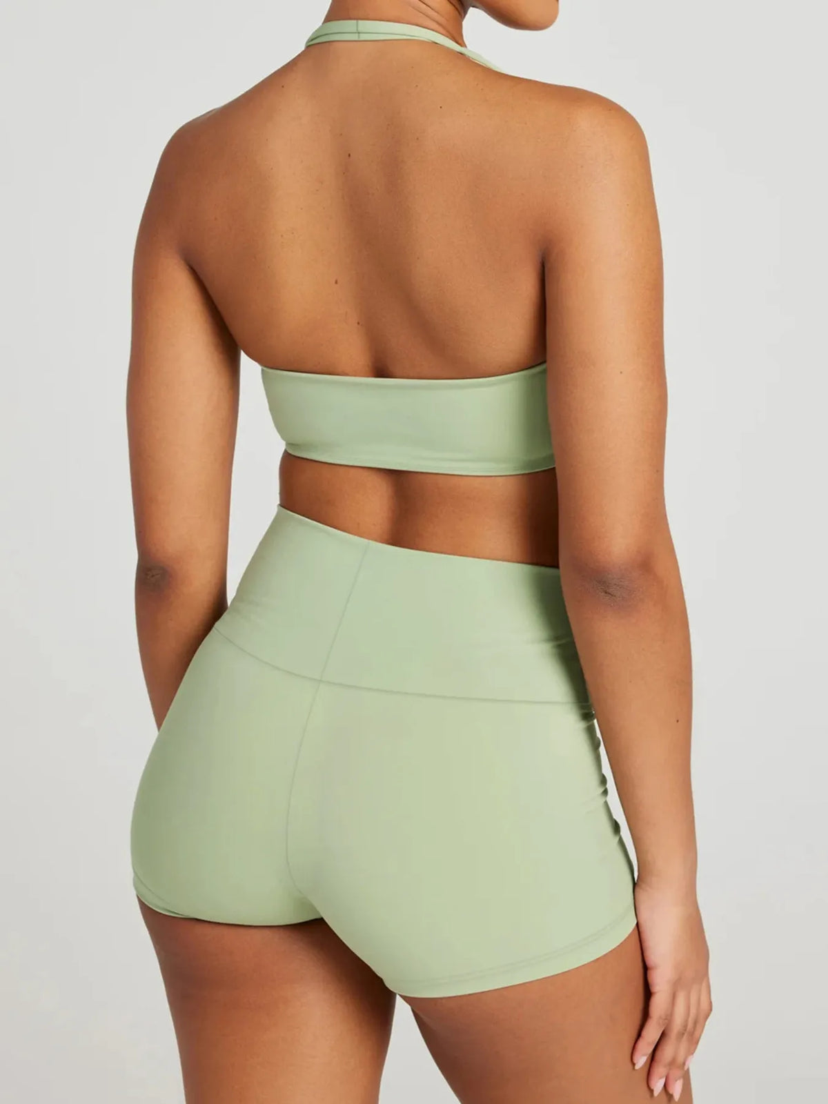 Breathable workout clothes for women – adjustable halter neck cami and shorts set
