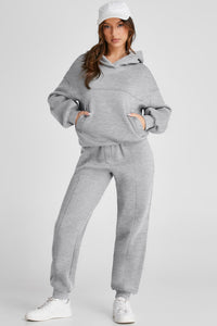 Dropped Shoulder Long Sleeve Hoodie and Pants Active Set Trandify Deal