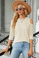 Round Neck Cold Shoulder T-Shirt Trandify deal