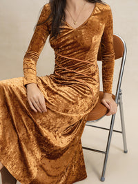 Elegant V-Neck Long Sleeve Midi Dress for Women – Trandifydeal USA