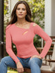 Cutout Asymmetrical Neck Long Sleeve T-Shirt Trandify Deal