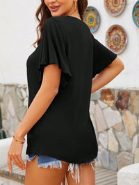 V-Neck Flutter Sleeve T-Shirt Trandify deal