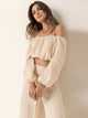 Off Shoulder Long Sleeve Top and Pants Set Trandify deal