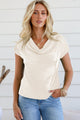 Cowl Neck Short Sleeve T-Shirt Trandify deal