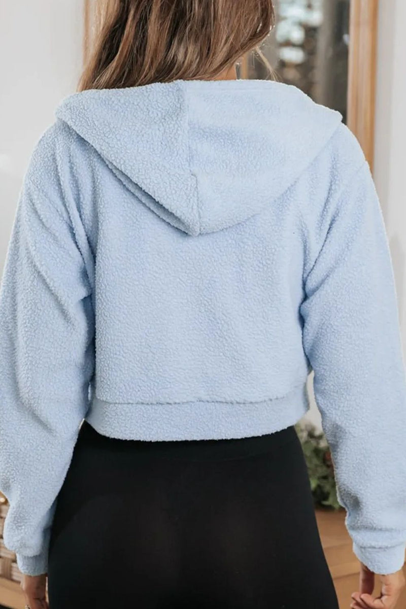 Drawstring Zip Up Long Sleeve Hoodie Trandify Deal