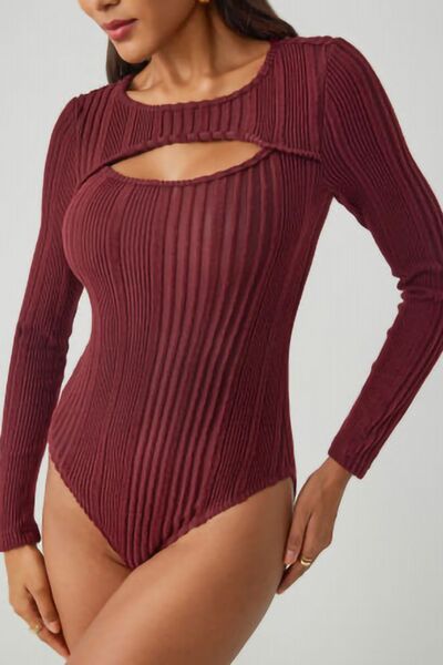 Sexy Ribbed Cutout Bodysuit for Women – Stretchy Y2K Fashion Top