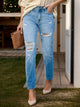 Distressed Buttoned Jeans with Pockets Trandify deal