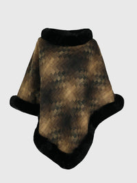 Faux Fur Trim Poncho Trandify Deal