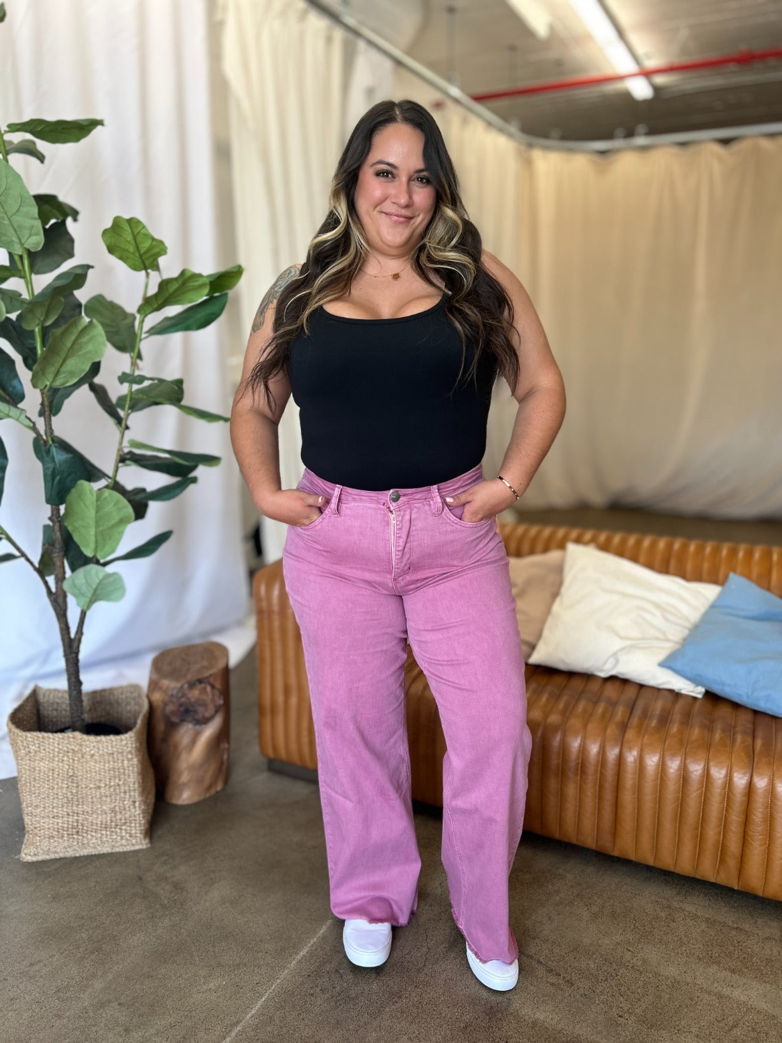 RFM Full Size High Rise Garment Dye Wide Leg  Jeans Trandify Deal
