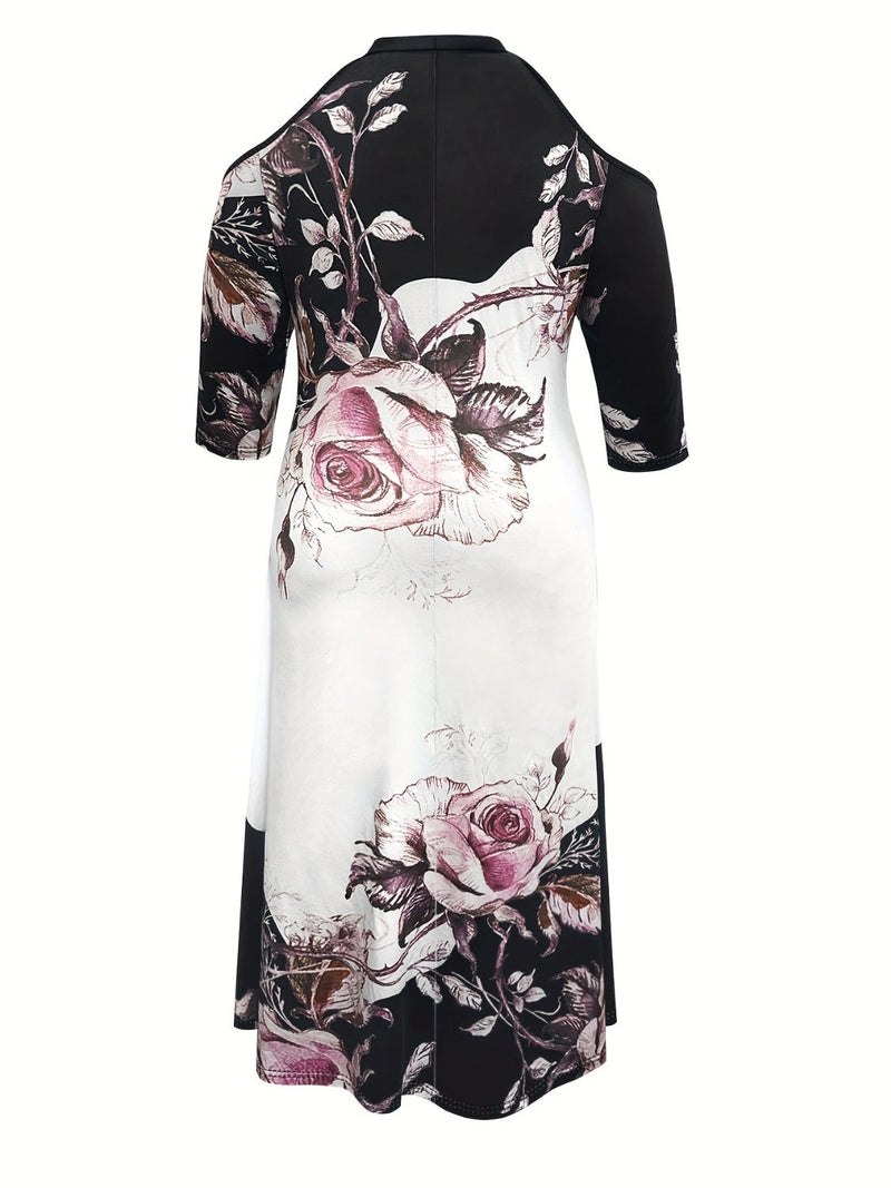 Plus Size Cutout Printed Cold Shoulder Dress Trandify Deal