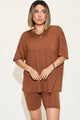 Basic Bae Full Size V-Neck Drop Shoulder T-Shirt and Shorts Set Trandify Deal