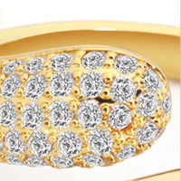 18K Gold Plated Open Ring with Crystal on a model's hand, showcasing its stackable design