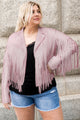 Plus Size Fringe Open Front Jacket Trandify deal