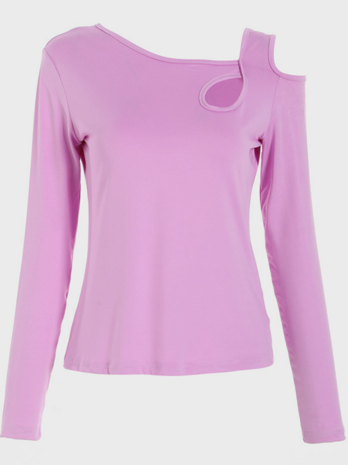 Cutout Asymmetrical Neck Long Sleeve T-Shirt Trandify Deal