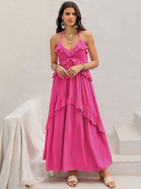 Ruffled Halter Neck Sleeveless Maxi Dress Trandify Deal