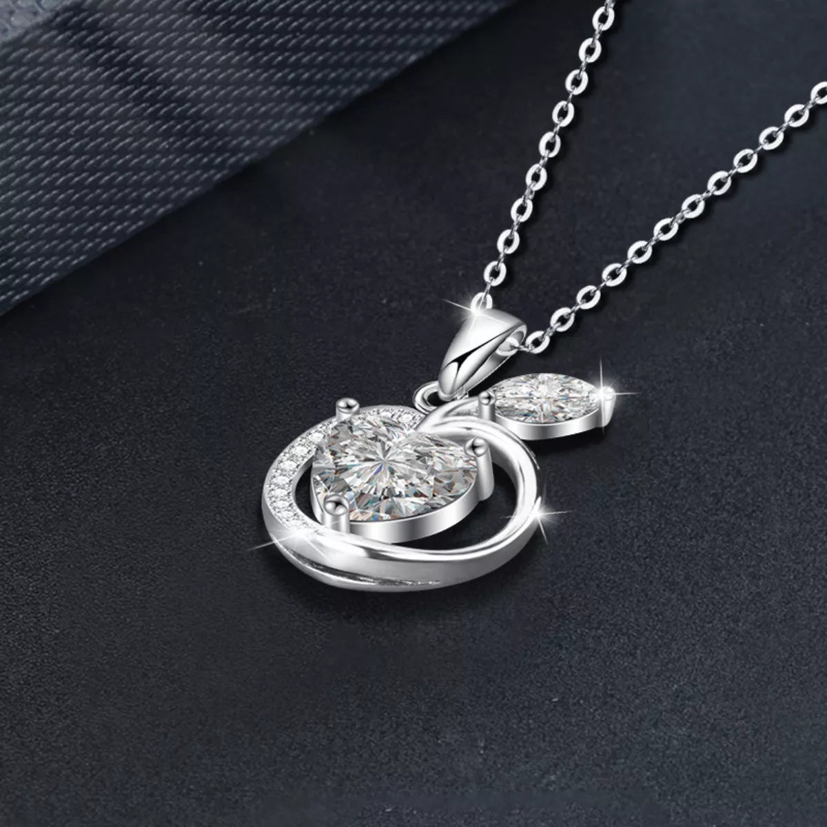 2 Carat Moissanite Pendant Necklace for Women, Sterling Silver