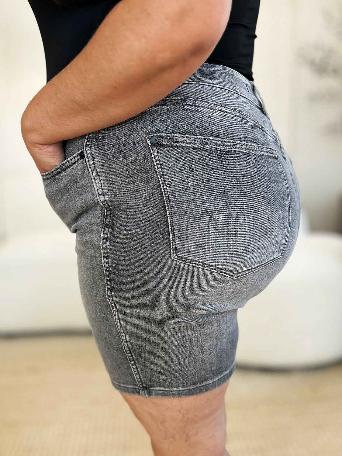 Judy Blue Full Size High Waist Washed Denim Shorts Trandify Deal