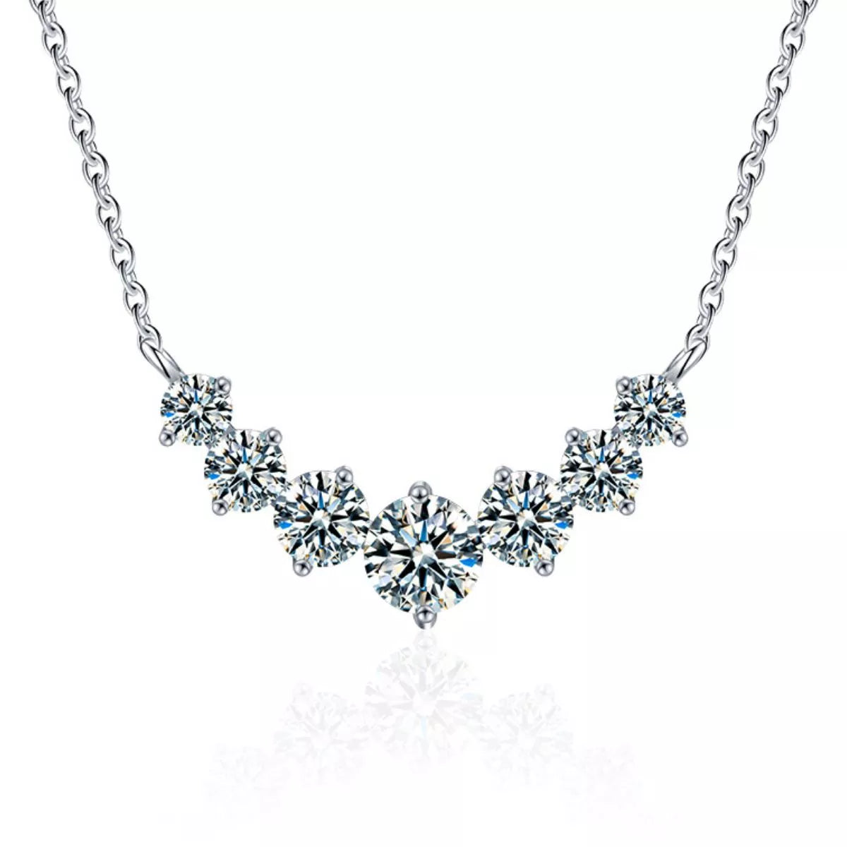 1.7ct moissanite solitaire necklace featuring a stunning design with multiple round-cut stones on a delicate chain.