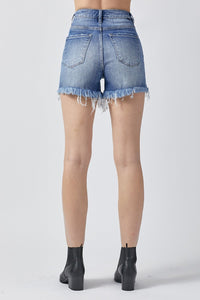 RISEN Raw Hem Asymmetrical Waist Denim Shorts Trandify deal