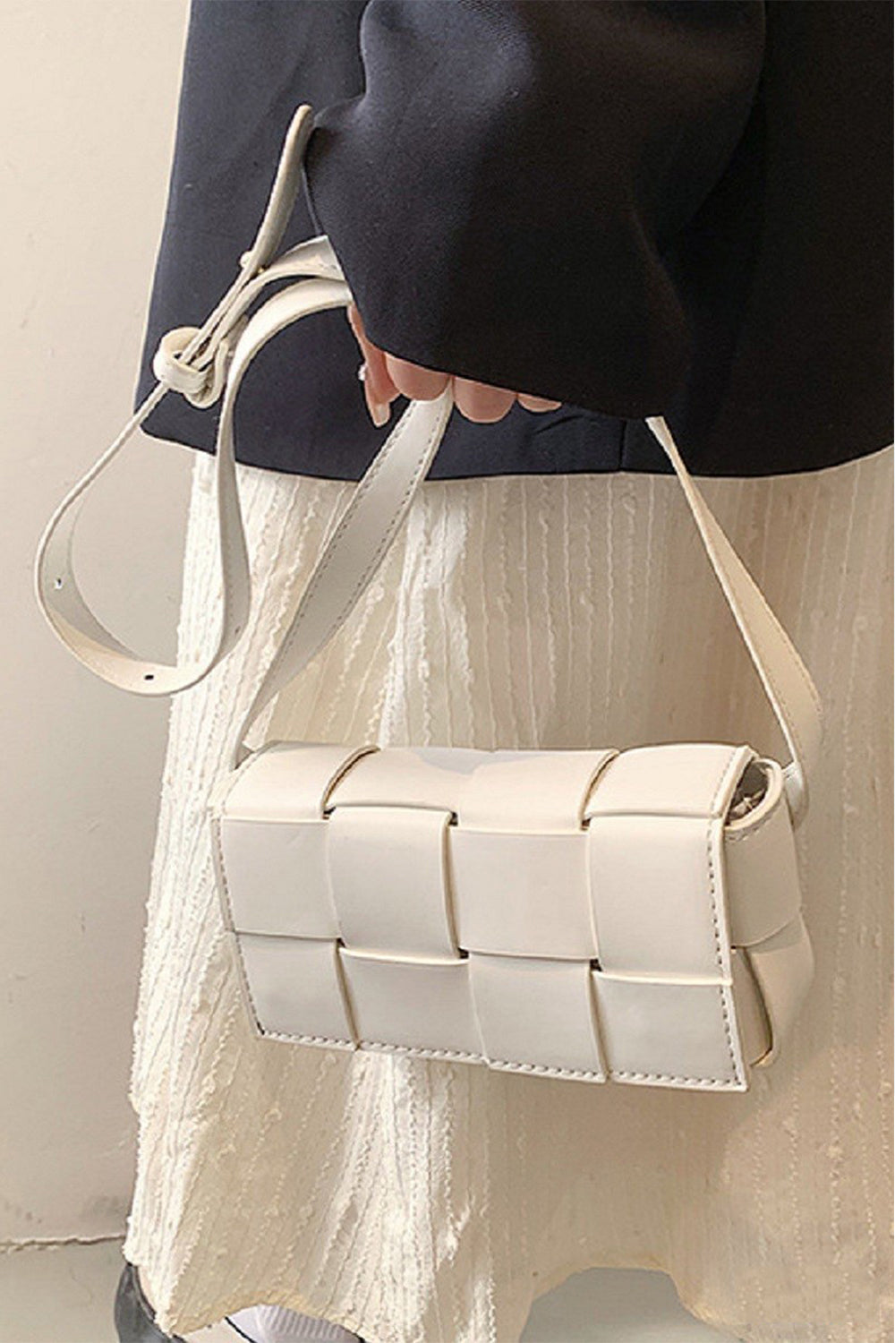 Zenana Vegan Leather Woven Crossbody Bag Trandify deal