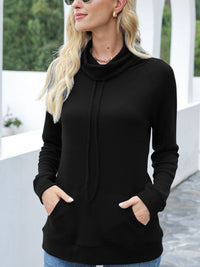 Drawstring Mock Neck Raglan Sleeve T-Shirt Trandify deal