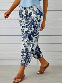 Printed Tied Cropped Pants Trandify deal