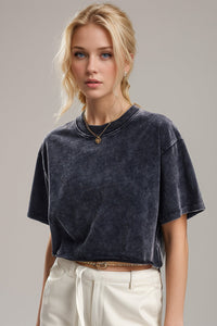 Basic Bae Round Neck Dropped Shoulder Short Sleeve T-Shirt Trandify Deal