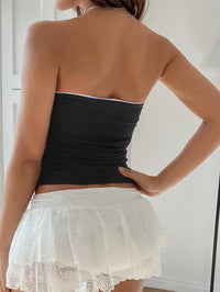 Women’s Bow Detail Tube Top – Sleeveless Stretch Crop Top for Summer Outfits