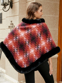Stylish Winter Poncho with Faux Fur Trim - TrandifyDeal
