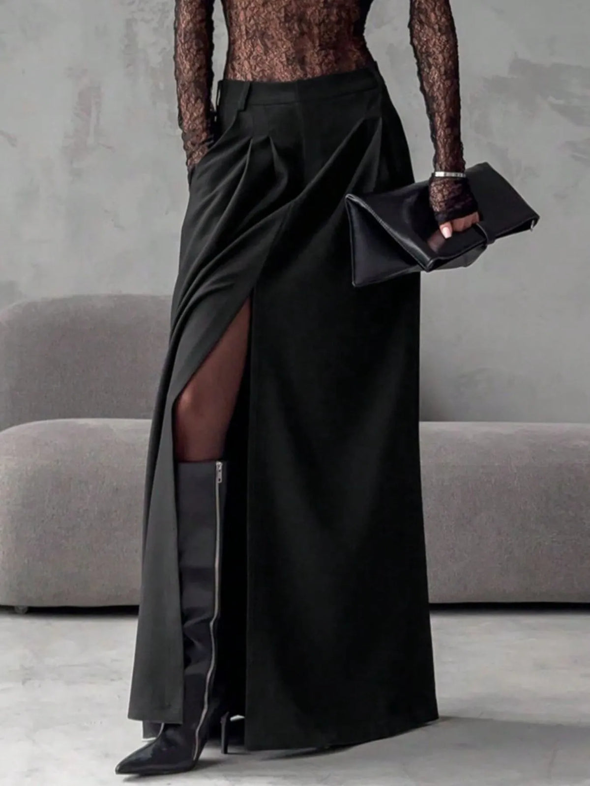 Women’s High-Waisted Slit Maxi Skirt – Flowy Boho Summer Skirt for Casual & Beach Outfits