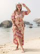Plus Size Printed Square Neck Ruffle Hem Dress Trandify deal