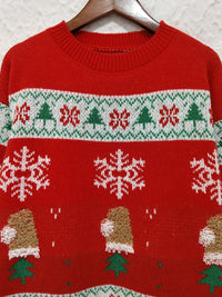 Christmas Element Round Neck Long Sleeve Sweater Trandify Deal