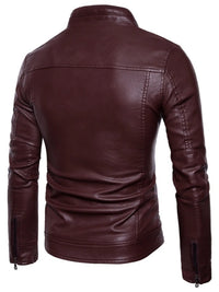 Men's Plus Size Motorcycle Leather Jacket - Casual Biker Jacket