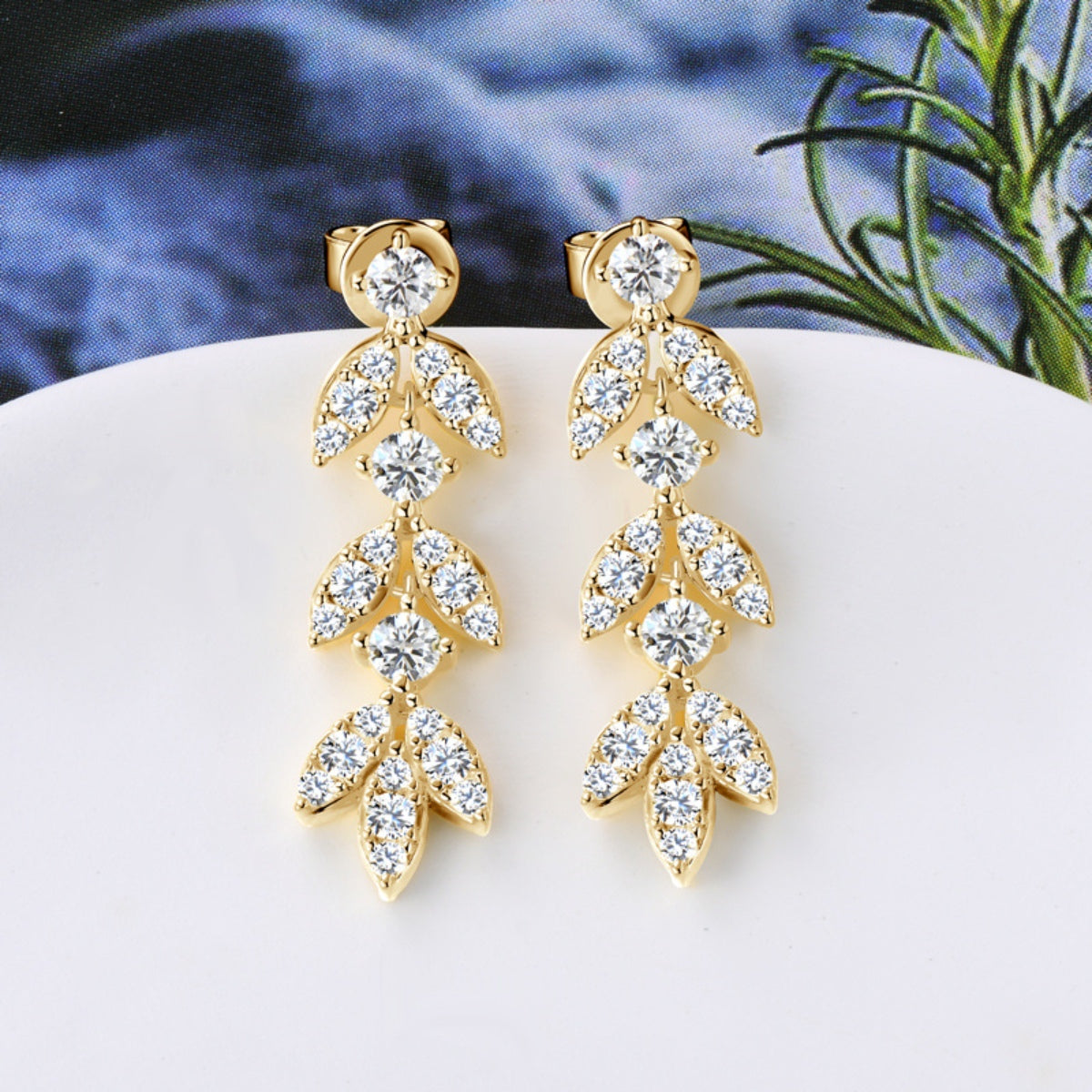 925 Sterling Silver Moissanite Leaf Earrings Trandify deal