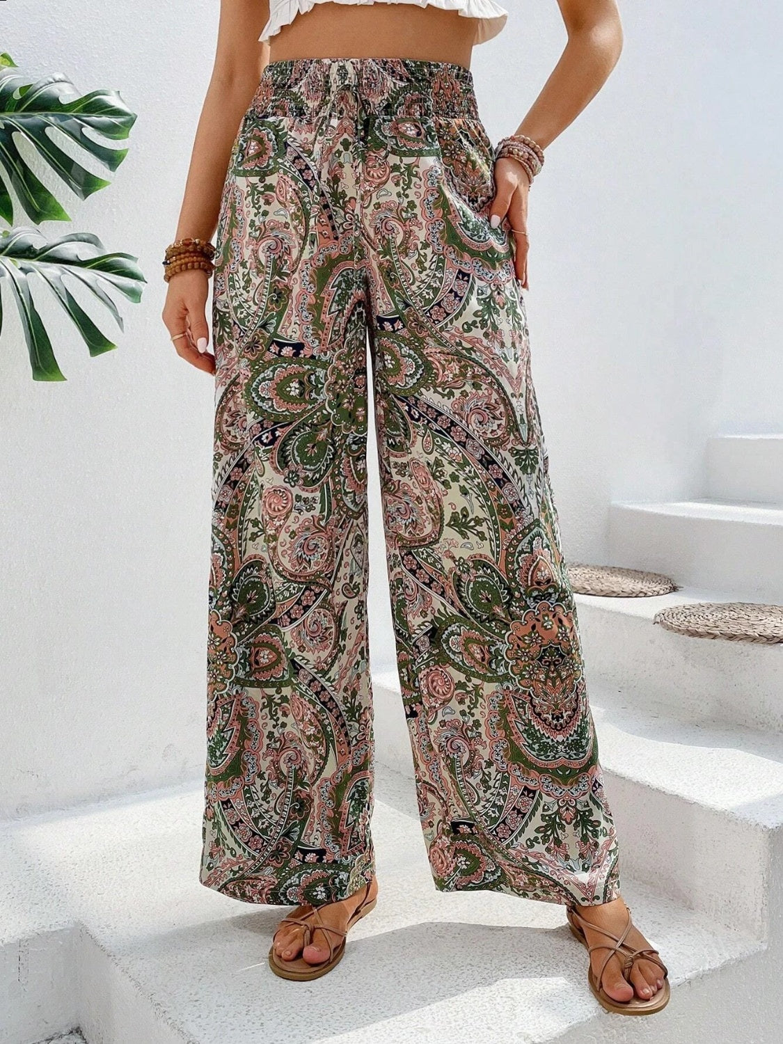 Printed Wide Leg Pants Trandify deal