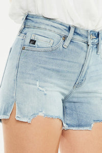 Kancan High Rise Side Slit Denim Shorts Trandify deal